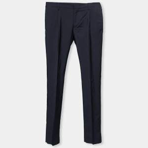 Valentino Navy Blue Wool Tapered Trousers XS