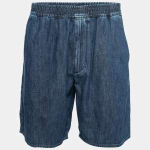 Valentino Blue Denim Elastic Waist Shorts M 