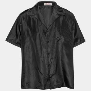 Valentino Black Silk Short-Sleeve Shirt S