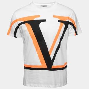 Valentino White V-Logo Printed Cotton Short Sleeve T-Shirt S
