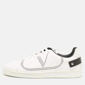 Pre Owned Valentino White Leather Backnet Low Top Sneakers Size 45