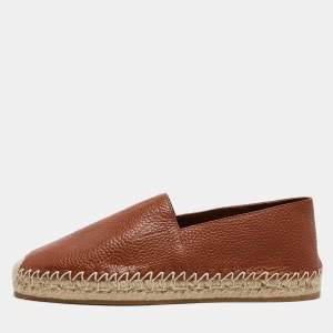 Valentino Brown Leather VLTN Espadrille Flats Size 40.5