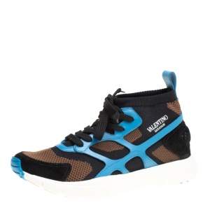 Pre Owned Valentino Tricolor Mesh And Leather Sound High Top Sneakers Size 40