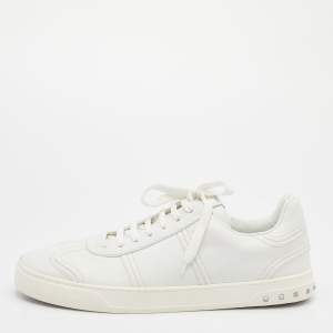 Valentino White Leather Flycrew Low Top Sneakers Size 45