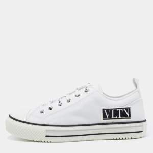 Valentino White Canvas VLTN  Low Top Sneakers Size 42