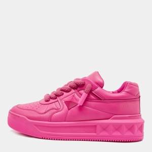 Valentino Pink Leather One Stud Sneakers Size 42