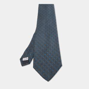 Valentino Cravatte Blue Patterned Silk Traditional Tie