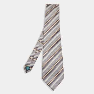 Pre Owned Valentino Vintage Multicolor Diagonal Striped Silk Traditional Tie 