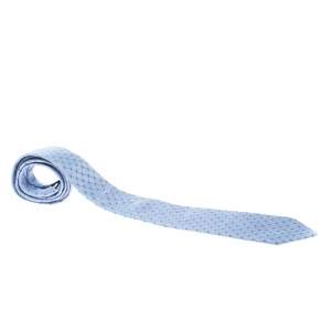 Valentino Blue and Pink Floral Patterned Silk Jacquard Tie