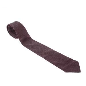 Valentino Burgundy & Grey Patterned Jacquard Silk Traditional Tie