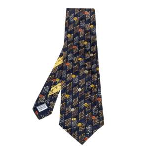 مملوكة مسبقًا Valentino Vintage Midnight Blue Floral Jacquard Silk Tie
