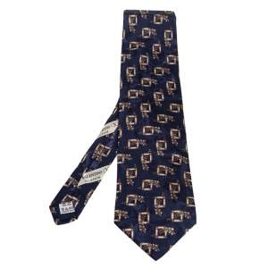 مملوكة مسبقًا Valentino Vintage Dark Blue Printed Silk Tie