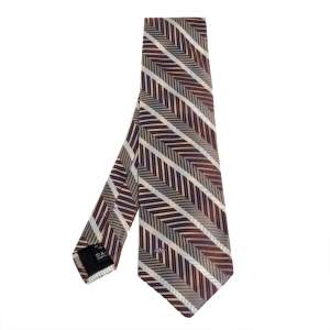 Valentino Brown Diagonal Striped Traditional Silk Tie