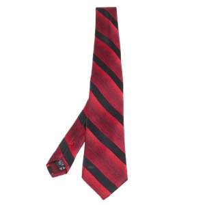ربطة عنق فالنتينو حرير مخطط أحمر