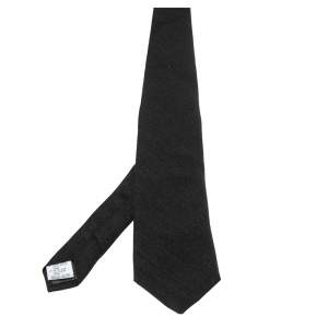 Valentino Charcoal Black Silk Wool Tie