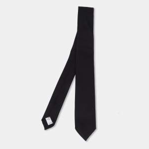 Valentino Black Silk Wool Skinny Tie