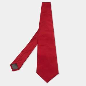 Pre Owned Valentino Red Silk Traditional Tie 