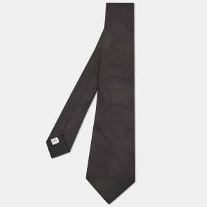 Pre Owned Valentino Black Check Pattern Silk Tie