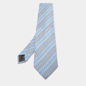 Pre Owned Valentino Blue Dot Pattern Silk Traditional Tie