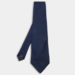 Valentino Navy Blue Patterned Silk Jacquard Tie