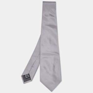 Pre Owned Valentino Grey Striped Silk Tie 