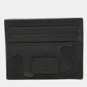 Valentino Black Camouflage Leather and Canvas Card Holder