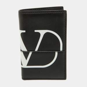 Valentino Black Leather VLTN Bifold Card Case