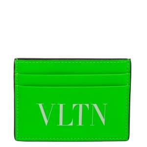 Valentino Neon Green Leather VLTN Card Holder