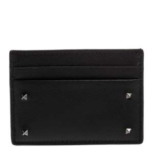 Valentino Black Leather Rockstud Card Holder