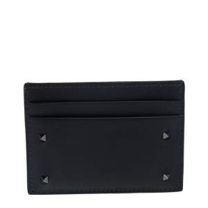 Valentino Dark Grey Leather Rockstud Card Holder