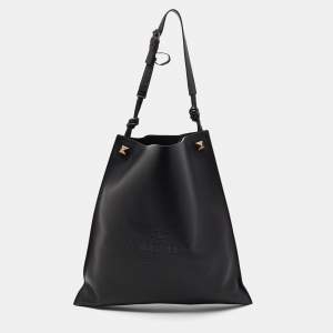 Valentino Black Leather Identity Tote