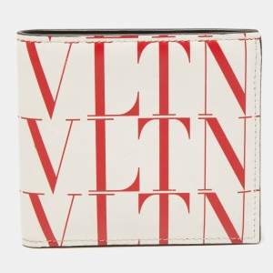 Valentino Red/White Leather VLTN Times Bifold Wallet 