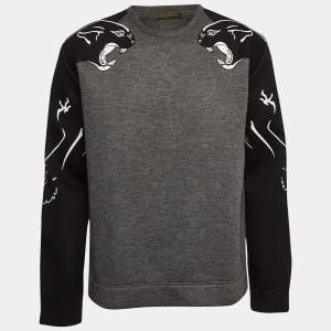 Valentino Grey Panther Print Neoprene Sweatshirt M
