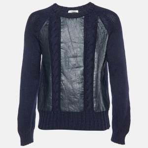 Valentino Navy Blue Printed Wool Knit Jumper XS