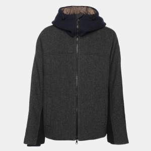 Valentino Multicolor Wool Blend Cashmere Hooded Puffer Jacket S