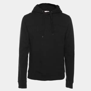 Valentino Black Cotton Knit Logo Embossed Hoodie M