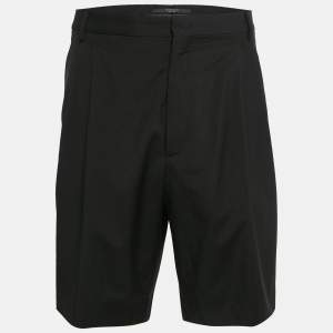 Valentino Black Wool Pleated Shorts XXL