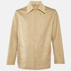 Valentino Beige Studded Cotton Zip-Up Jacket M