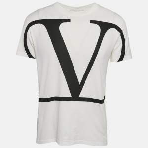 Valentino White Vlogo Print Jersey Short Sleeve T-Shirt M