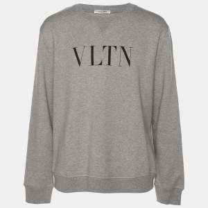 Valentino Grey Cotton Blend VLTN  Long Sleeve Sweater L