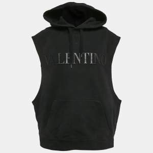 Valentino Black Logo Embossed Black Sleeveless Hoodie XS