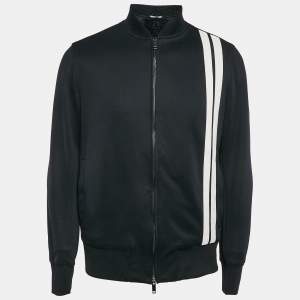 Valentino Navy Blue Cotton Blend Contrast Archive Stripe Track Jacket L
