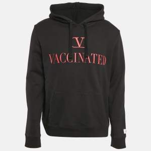 Valentino Black Printed Cotton Hooded Sweatshirt XL