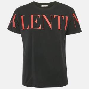Valentino Black Logo Print Jersey Crewneck T-Shirt L