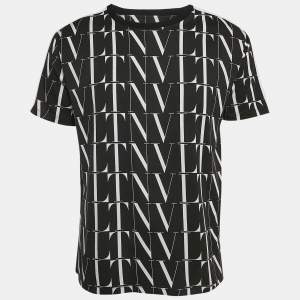 Valentino Black VLTN All Over Print Cotton Crewneck T-Shirt L
