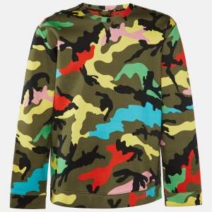 Valentino Multicolor Camouflage Print Neoprene Sweatshirt XL