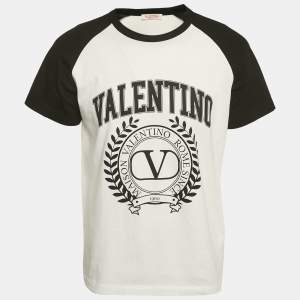 Valentino White/Black Printed Jersey Raglan Sleeve T-Shirt M