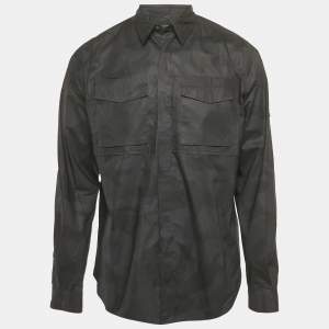 Valentino Black Camouflage Cotton Long Sleeve Shirt L