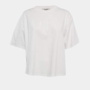 Valentino White Logo Print Cotton Boxy Crew Neck T-Shirt M 