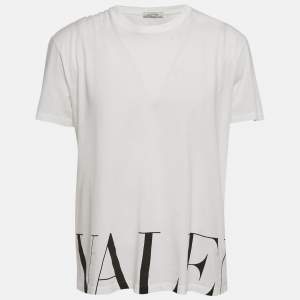 Valentino White Logo Print Jersey T-Shirt XL